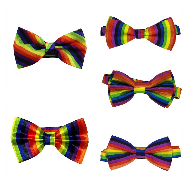 Gay Pride Rainbow Striped Bow Tie