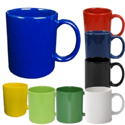 11 Oz. Colored C-Handle Glossy Ceramic Mug