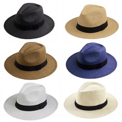 Outdoor Wide Brim Straw Hat With Ribbon