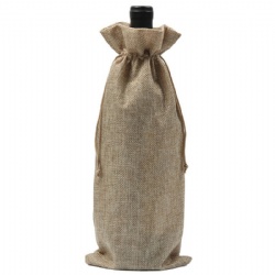 Drawstring Burlap Wine Bottle Bag